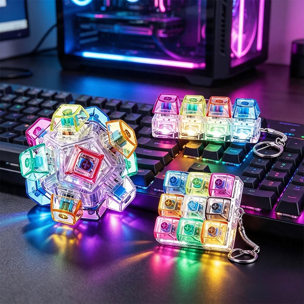 Fidget Clicker Keyboard, Fidget Keychain