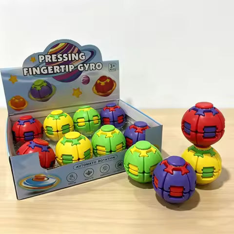 Press to Spin Mechanical LED Fidget Ball Kinetic Desk Toy for Stress Relief