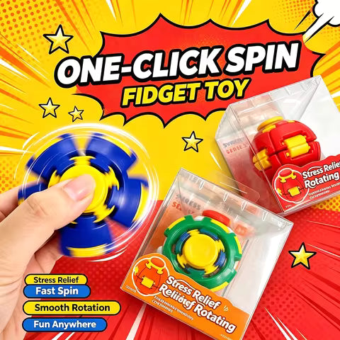 Press to Spin Mechanical LED Fidget Ball Kinetic Desk Toy for Stress Relief
