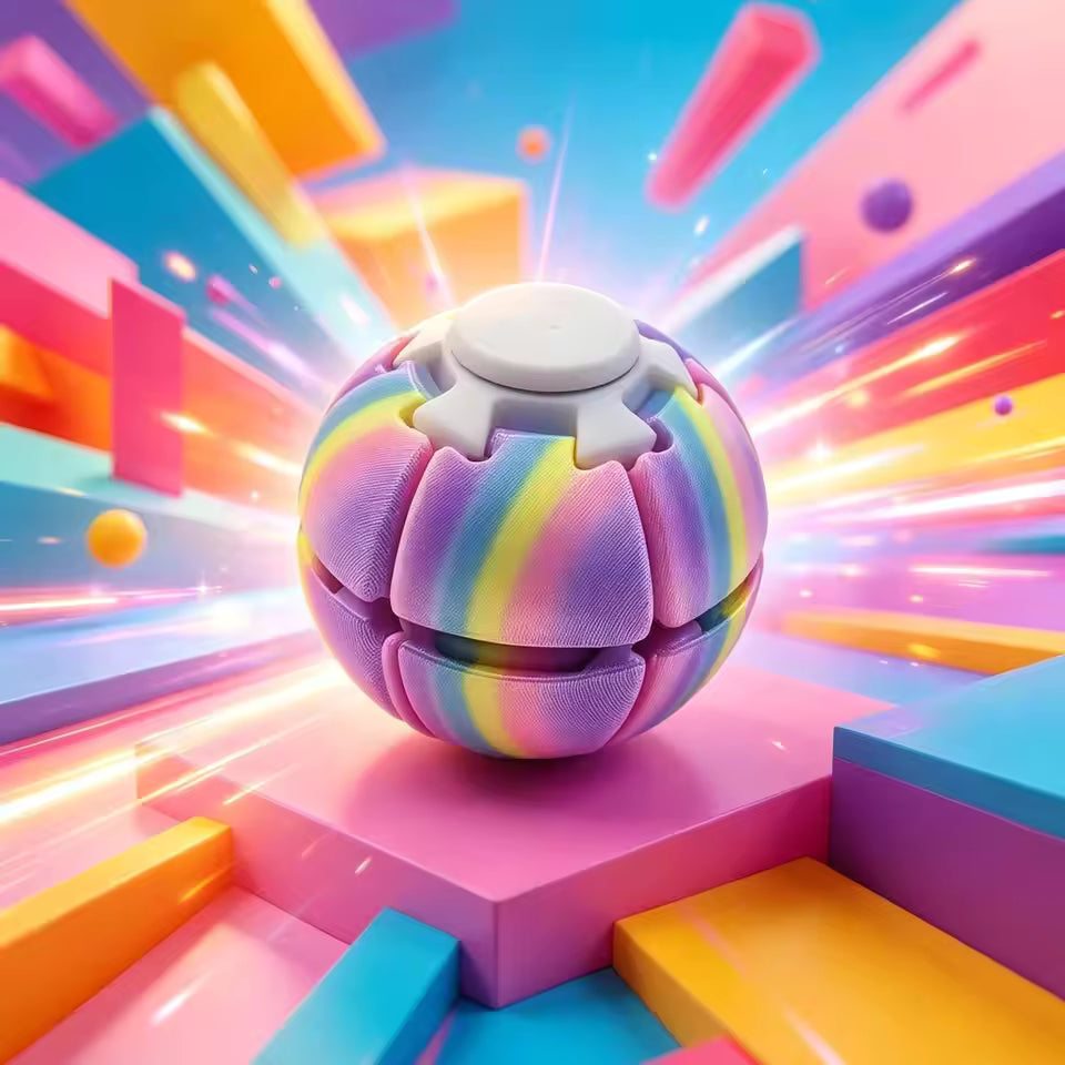 Press to Spin Mechanical LED Fidget Ball Kinetic Desk Toy for Stress Relief